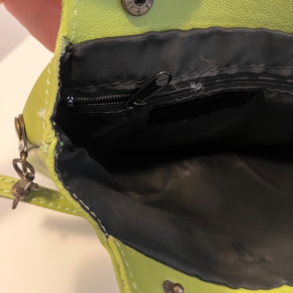 Borse In Pelle 🇮🇹 Italy Genuine Leather Small Crossbody Bag Purse Lime Green - Picture 12 of 14